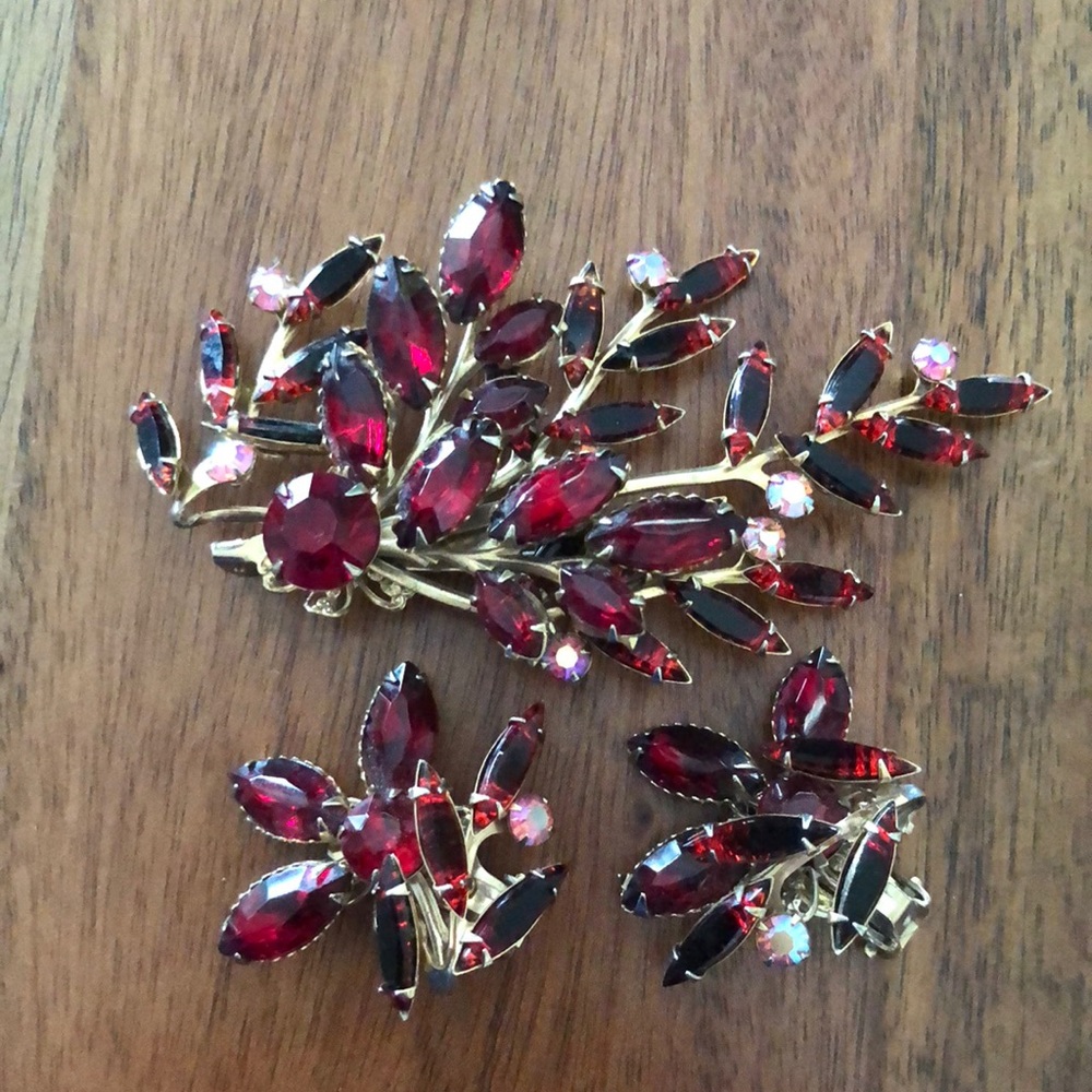 Stunning vintage, retro, brooch and earring set.